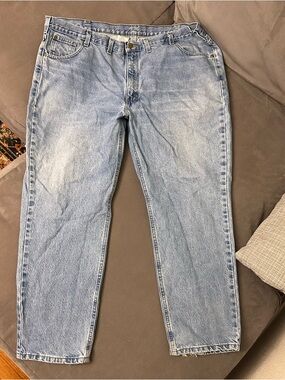 Carhartt Mens B18 STW Denim Jeans Blue Straight Traditional Fit 48 x 30